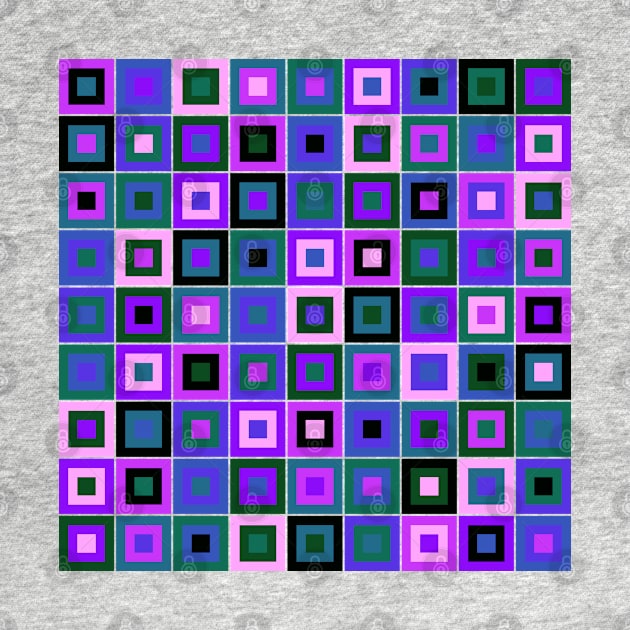 Abstract Square Geometric | Pop Fashion Modern Fusion Layered Blue Green Pink Regular by aRtVerse